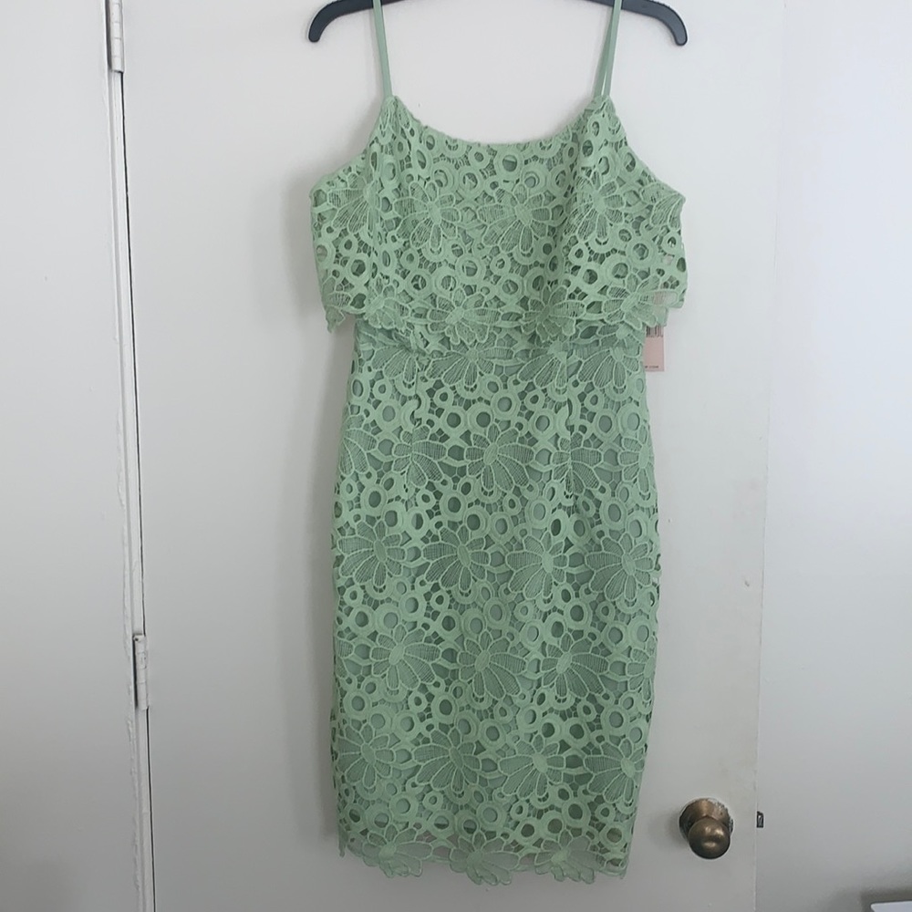 Nanette Lepere Cocktail Green Lace Dress